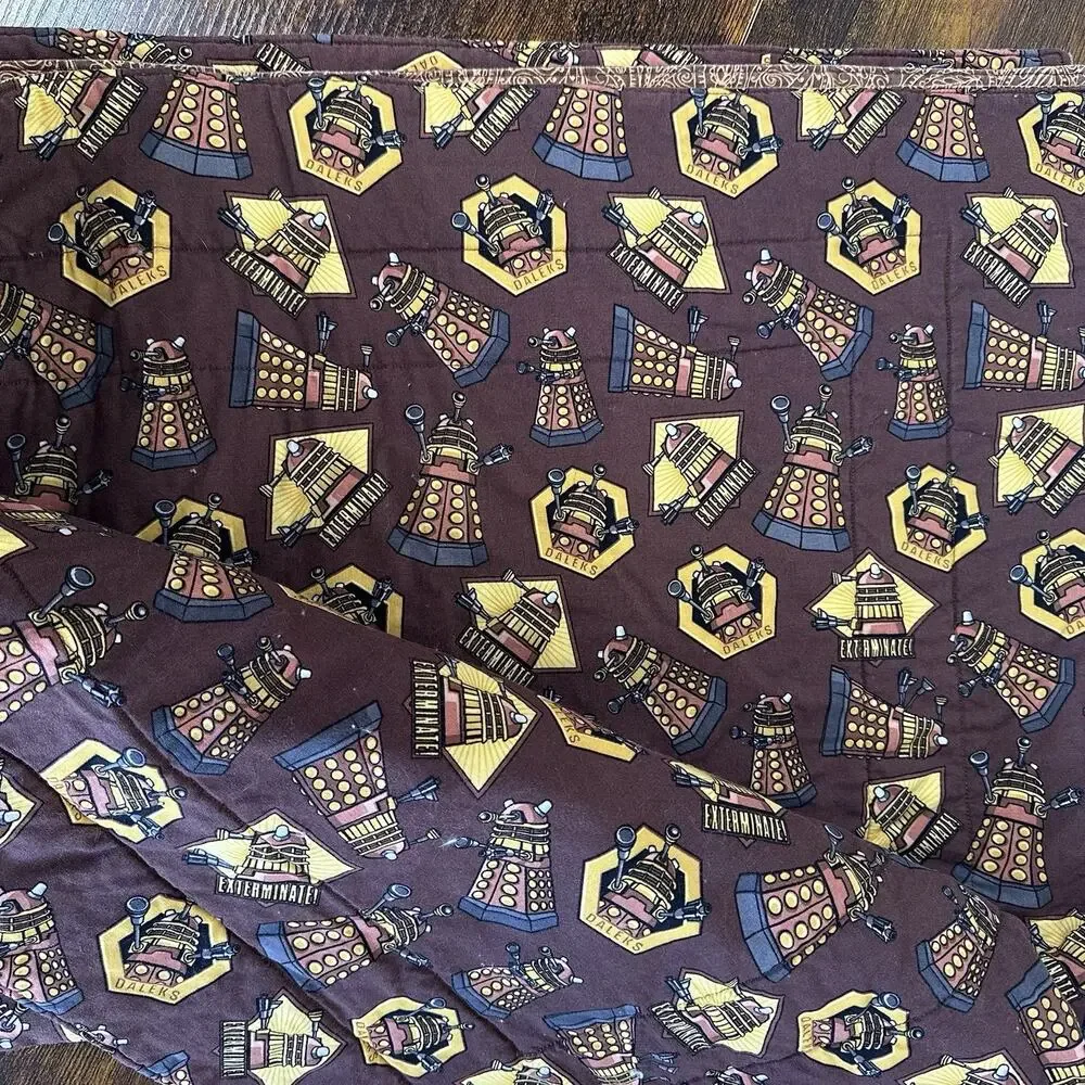 Dr Who Daleks Brown Yellow Paisley Hand Made Quilt 28 X 44 Inch
